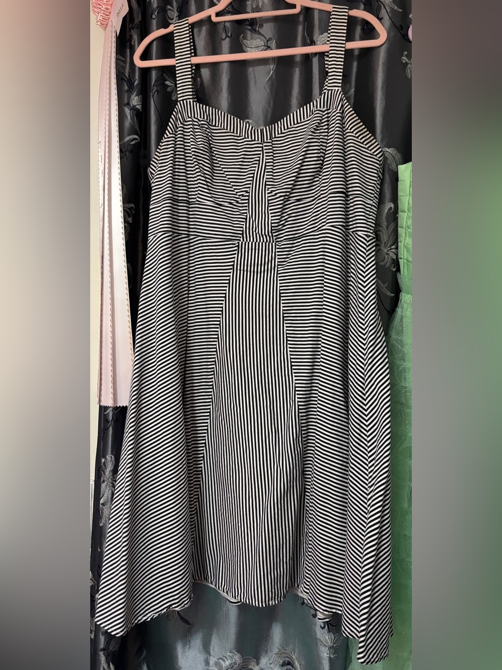 Retro Chic Black & White Strapless Stripe Dress